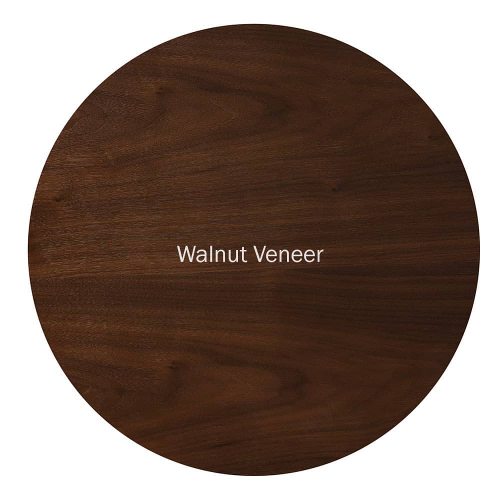 A top down view of the beautiful and hugely impressive Saarinen Tulip Table with a natural Walnut veneer top complete with its fascinating grains