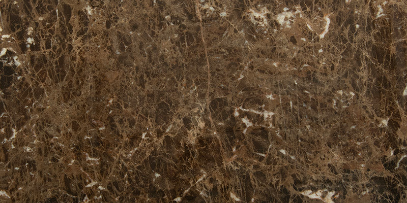 A sample of natural formation of Emperador marble, a wonderful deep brown base stone seen here interlaced with white veins