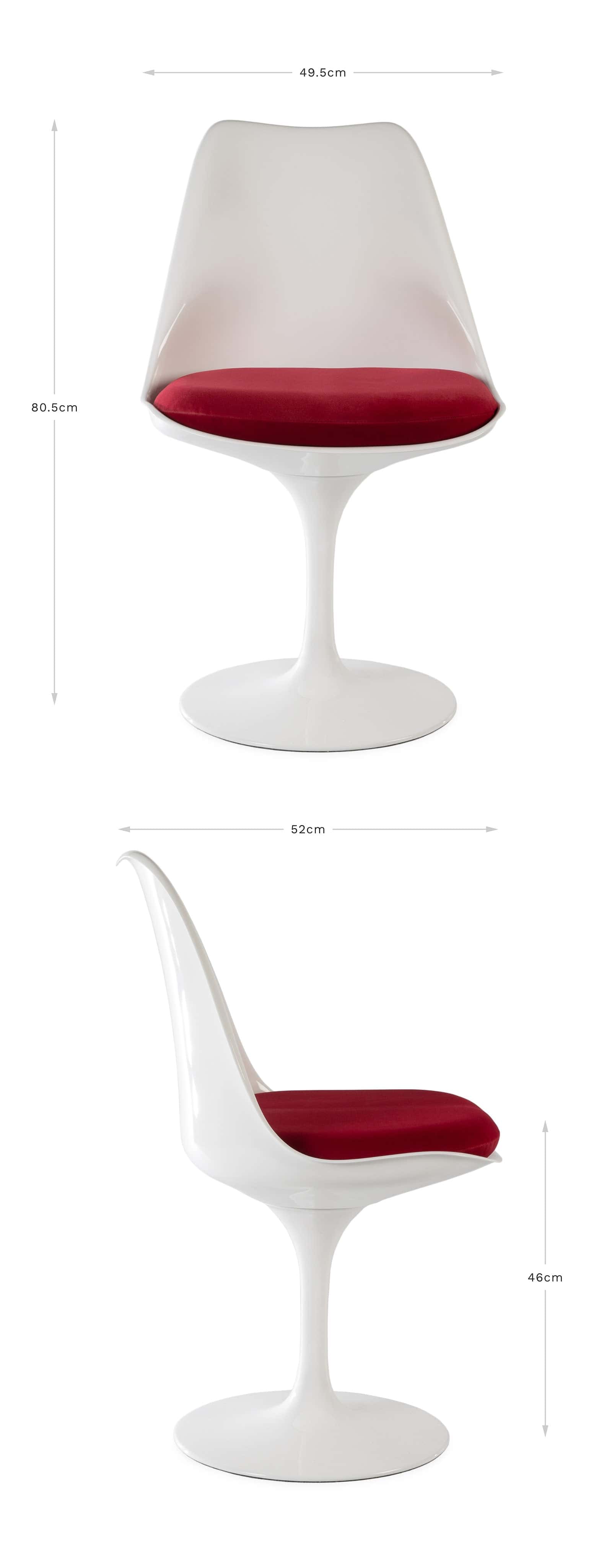 Adapted for viewing on your mobile or tablet device, this banner is designed to visually demonstrate the dimensions of the Saarinen Tulip Side Chair