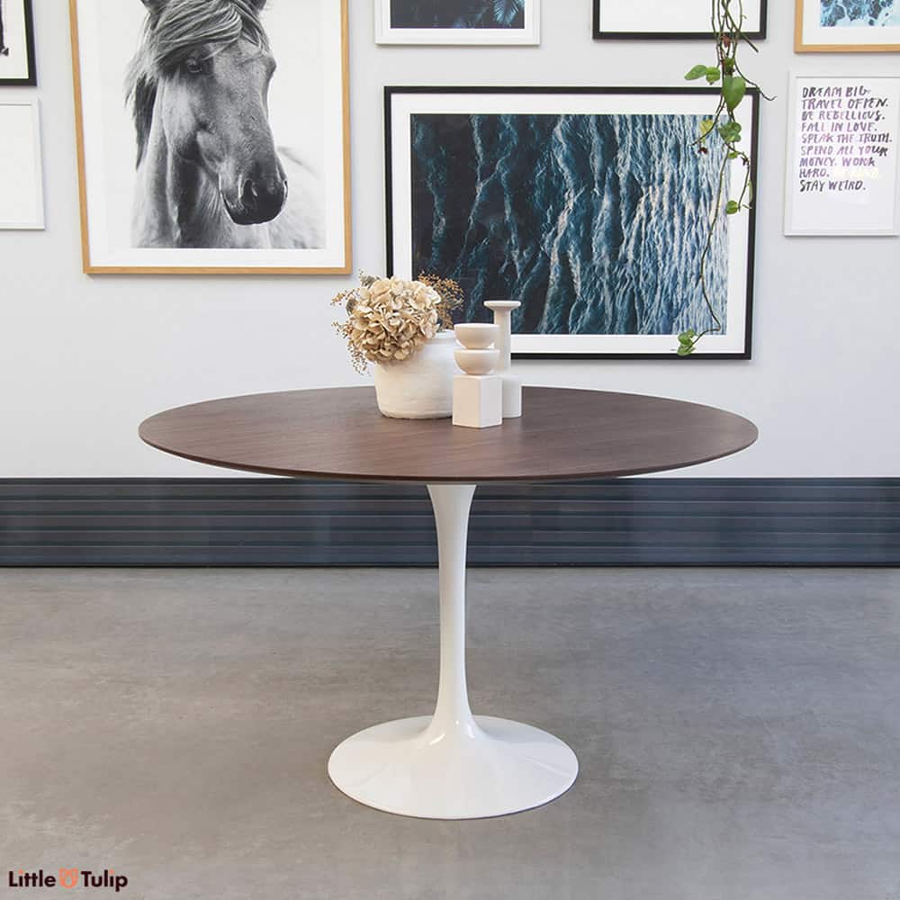 When marble just doesn’t suit, the real American Walnut veneer top may well be the perfect 120cm Tulip table alternative with its rich textured finish